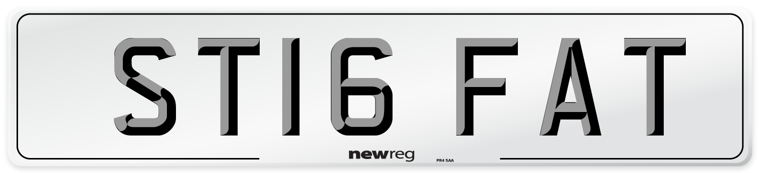 ST16 FAT Number Plate from New Reg